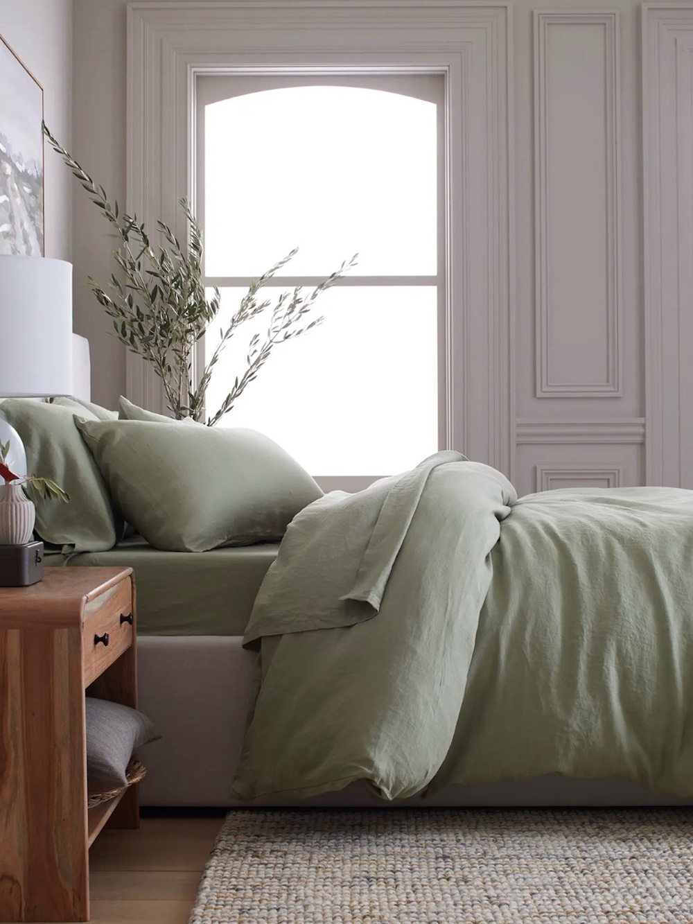 New Quince Linen King/Cal King Duvet Set in Willowleaf - Retails $214